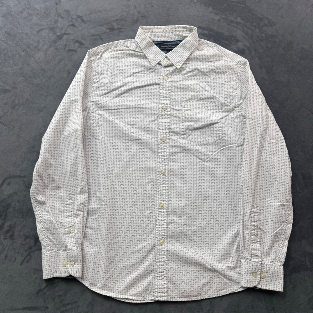 Banana Republic Mens Large Stretch Soft Wash Standard Fit Button Down Shirt L
